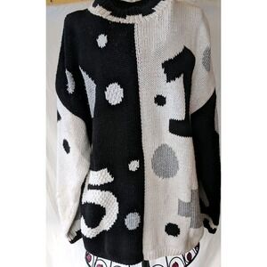 Rare Vintage 90's 1991 I.B. Diffusion Sweater M BACK BUTTON Hip Hop Metallic